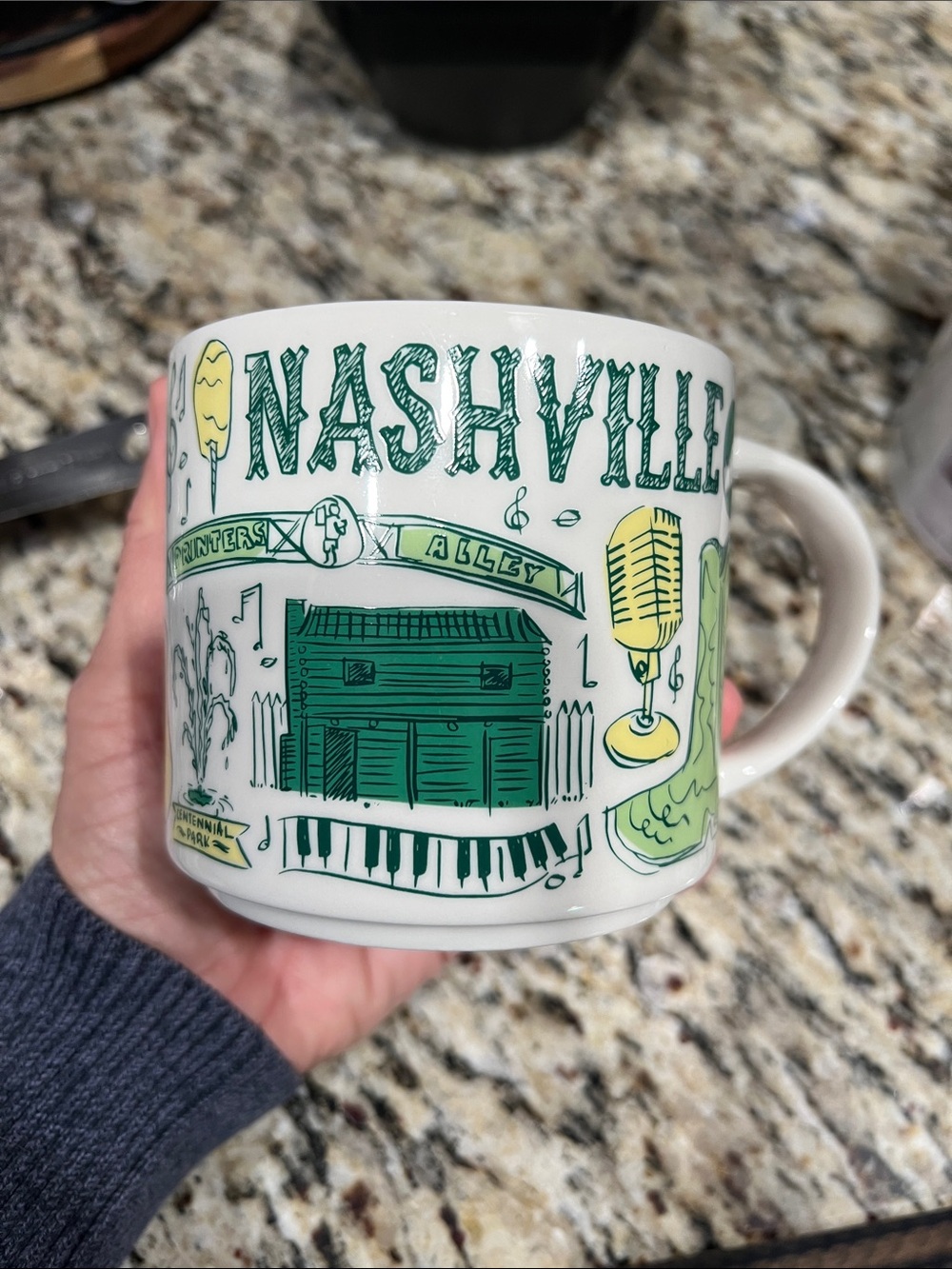 Starbucks Been There - Nashville Graphic Ceramic Coffee Mug - Green & Yellow
